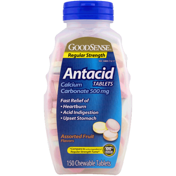 Good Sense Antacid Tablets Regular Strength Assorted Fruit Flavors 150 Chwbls