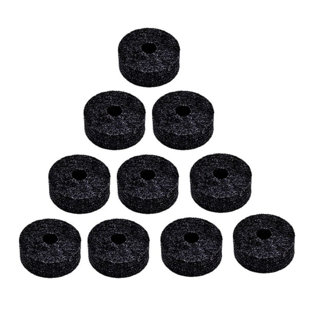 10 piezas soporte de platillo arandela de fieltro Baoblaze accesorio fácil de usar para juego de batería Negro