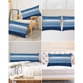 thumbnail image 6 of Blue Ombre Stripe Satin Pillowcase for Hair and Skin with Zipper, Soft Breathable Cooling Silk Pillow Cases, Farmhouse Striped Modern Abstract Art Body Pillow Covers Bed Pillows 20"x54", 6 of 6
