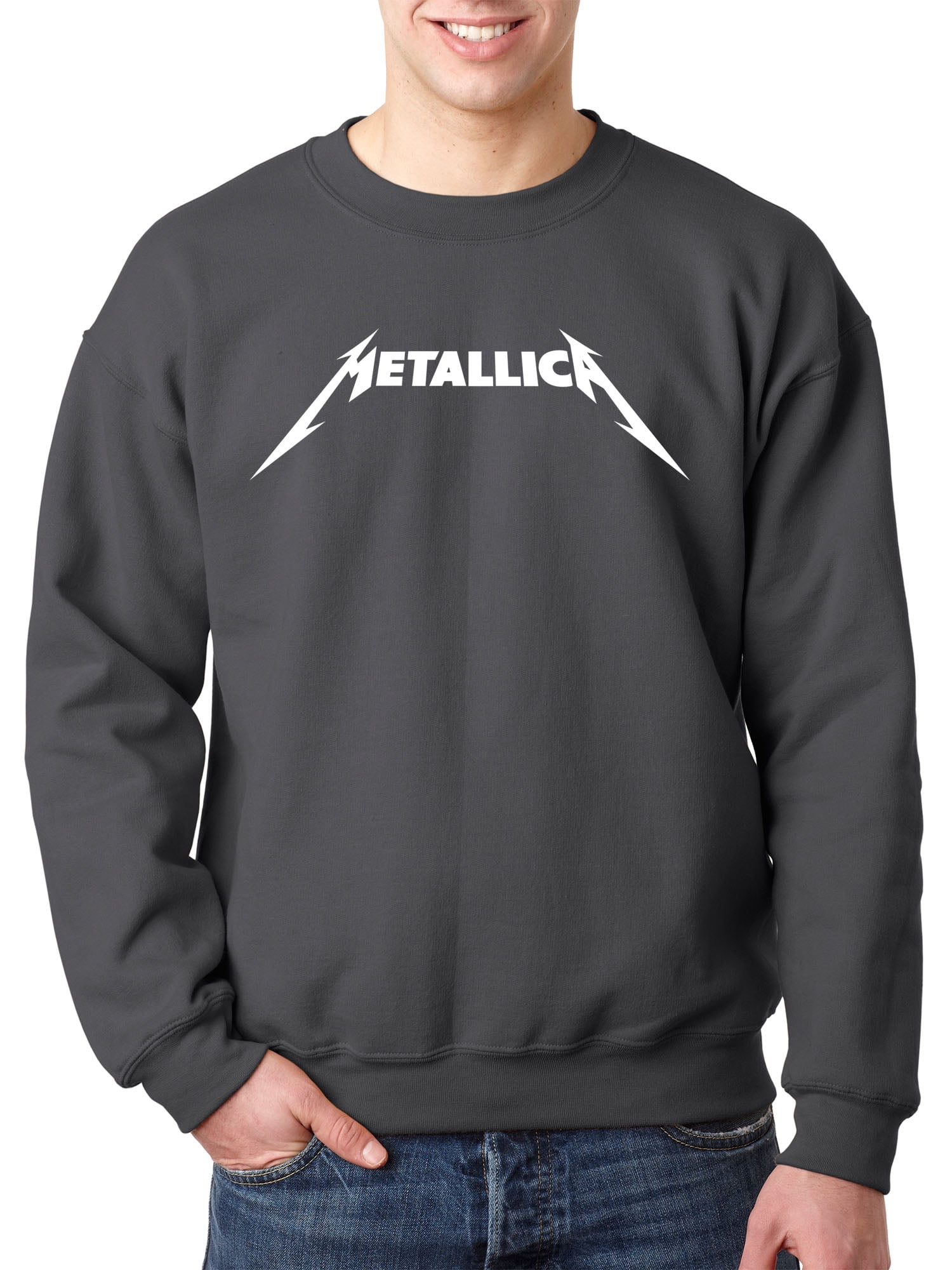metallica distressed washed crew neck sweatshirt