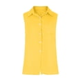 thumbnail image 4 of Aoiroe Women's Linen Blouse V Neck Sleeveless Shirt,Womens Blouses Dressy Solid Color Hem Camisoles Women's Linen Tops Shirts Casual Office Shirts Basic Tank Top Casual Tunic Blouses Yellow S, 4 of 4