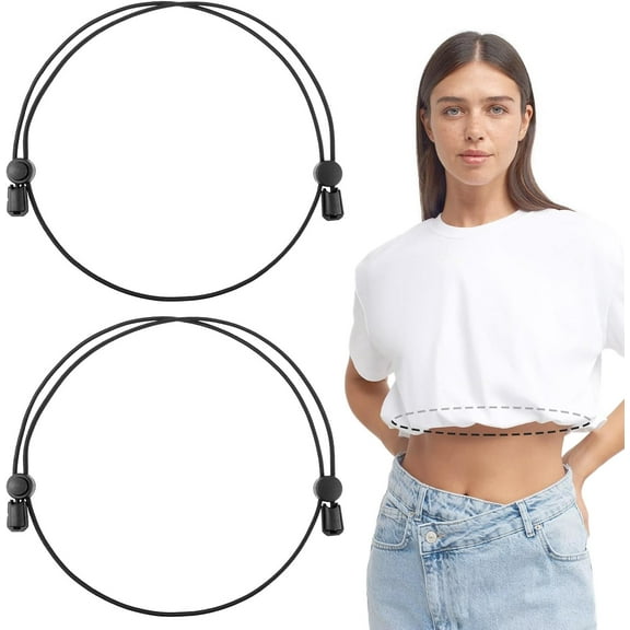 2Pcs Shirt Tuck Band Women, Adjustable Tool for Sweater and Shirts Belly Leaking Elastic Crop Bands to Change The Style of Your Tops Shirt Stays Belt for Women