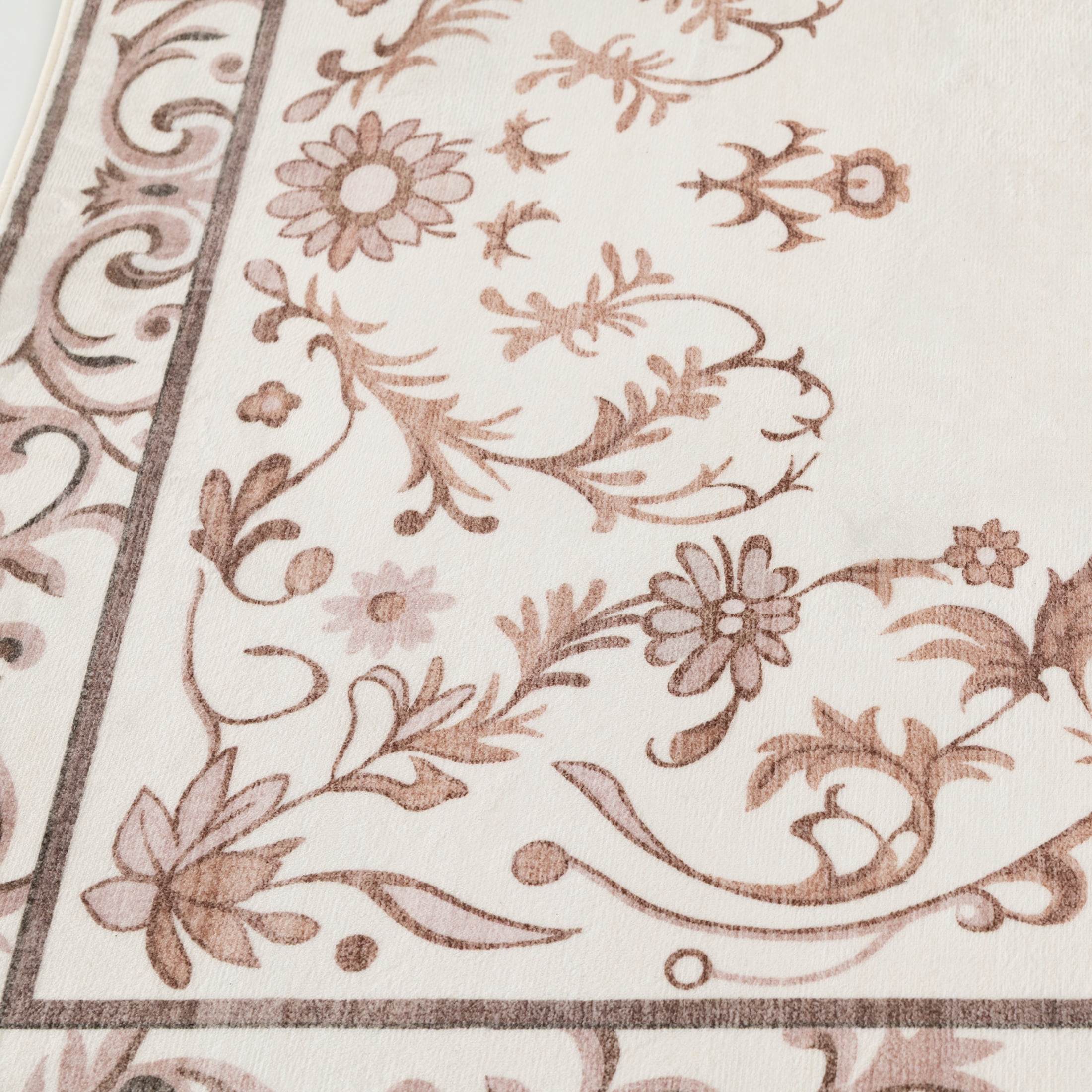 Mainstays Tan Floral Faux Fur Indoor Area Rug, 4 ft x 5 ft 6 in