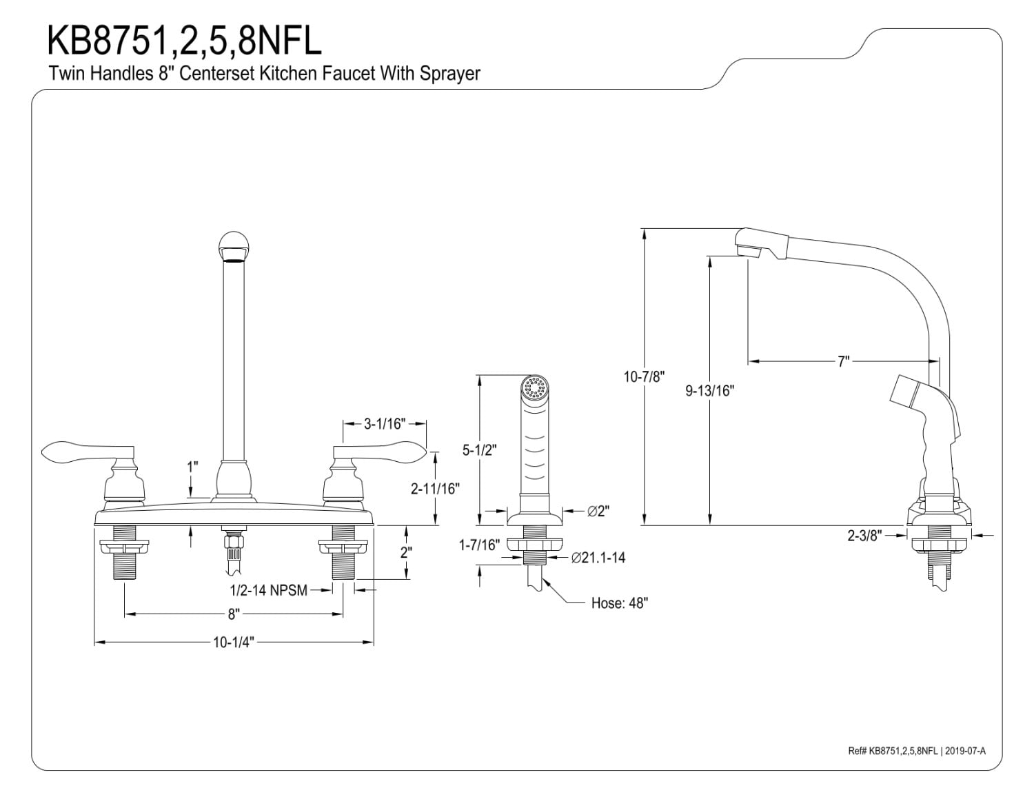 Kingston Brass KB8758NFL NuWave French Centerset Kitchen Faucet, Brushed Nickel