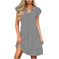 thumbnail image 4 of Blmnix Peplum Dress for Women Shift with Pockets Striped Dress Under Dresses Short Sleeve Black V-Neck Mini Adaptable Women's Summer Dresses L, 4 of 6
