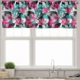 thumbnail image 3 of Ambesonne Grunge Valance & Curtain, Ornate Leaf Arrangement, 55"x45", Hot Pink Seafoam Black, 3 of 6