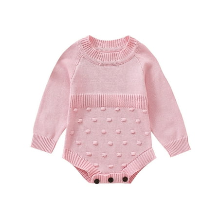 

Luckinbaby Newborn Baby Knitted Romper Round Neck Long Sleeve Bodysuit