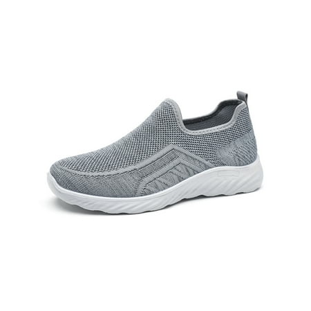 

Lacyhop Mens Walking Shoes Mesh Sock Sneakers Breathable Flats Workout Soft Casual Sneaker Comfortable Slip On Gray 10.5