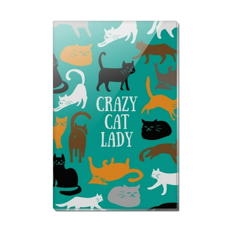 

Crazy Cat Lady Teal Orange Black Brown Rectangle Acrylic Fridge Refrigerator Magnet