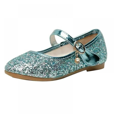 

Baozhu Baywell Girls Leather Shoes Princess Party Single Shoe Non-Slip Soft Sequin Design Flat Dance Flat Shoes Baby Children s Shoes