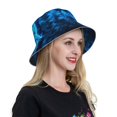 thumbnail image 5 of Kll Blue Fire Wolf Bucket Hat for Women Men Packable Travel Beach Sun Hat Outdoor Rave Accessories Reflective Fisherman Cap, 5 of 6