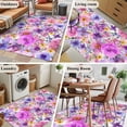 thumbnail image 6 of Farmhouse Flowers Area Rug 4'x6', Spring Watercolor Purple Pink Floral Washable Non-Slip Rugs, Low Pile Large Carpet for Living Room Bedroom Dining Room Kitchen Office Indoor Mat, 6 of 9