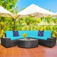 thumbnail image 1 of Gymax 6PCS Wicker Furniture Sectional Sofa Set w/ Cushions Turquoise, 1 of 10