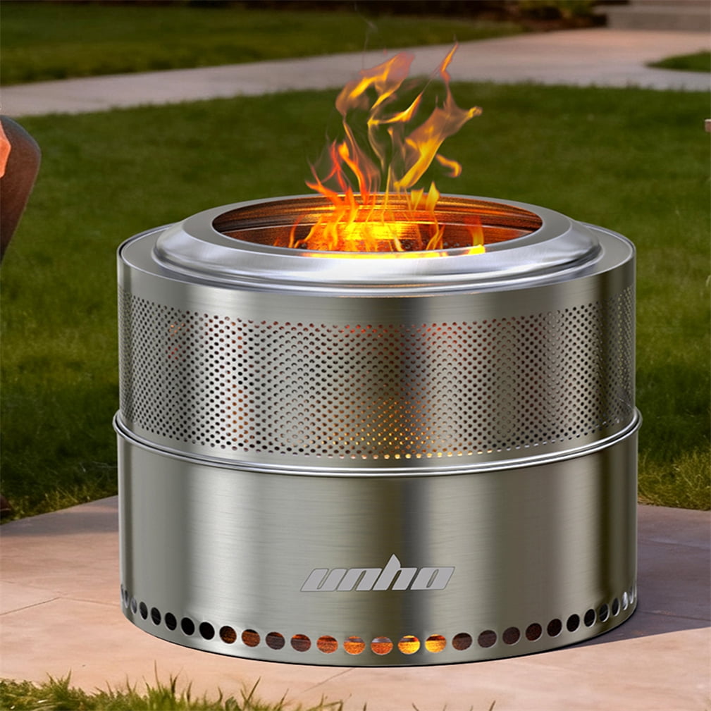 Large Stainless Steel Smokeless Fire Pit Wood Burning Stove Outdoor Camping Patio Picnic, 20inch
