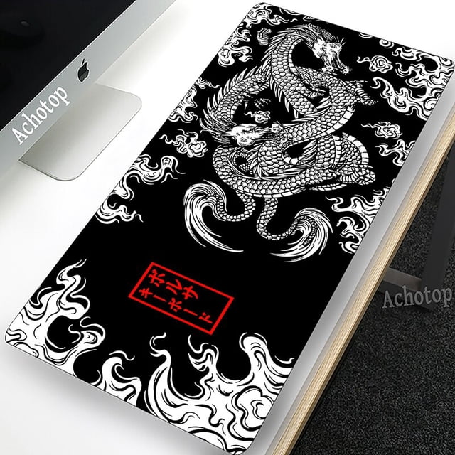 Alfombrilla de ratón grande para Gamer, alfombrilla de ratón con estampado HD de dragón, alfombrilla de escritorio para juegos XXL, alfombrilla de goma con borde bloqueado, Alfombra de mesa de 100x50c qiuyongming unisex