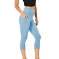 thumbnail image 6 of High Waisted Leggings for Women with Pockets Soft Active Tummy Control Pants for Yoga Running Daily Wear Gym Clothes Light Blue XL, 6 of 7