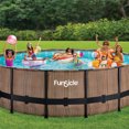 thumbnail image 2 of Funsicle 16ft x 48in Round Oasis Designer Above Ground Pool, Natural Teak with SkimmerPlus Filter Pump, Age 6 & up, 2 of 11