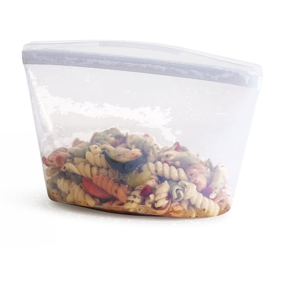 Stasher Premium Food-Safe Reusable Silicone Food Storage Container, Clear, 4-Cup Bowl