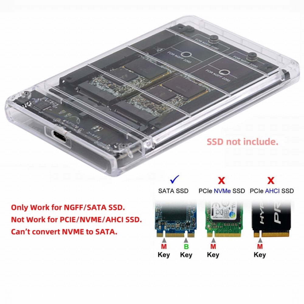FVH Dual NGFF B+M-Key M.2 SSD Card JBOD Raid0 Span Bridge to USB3.0 Type-C USB-C 2.5inch SATA Combo Enclosure