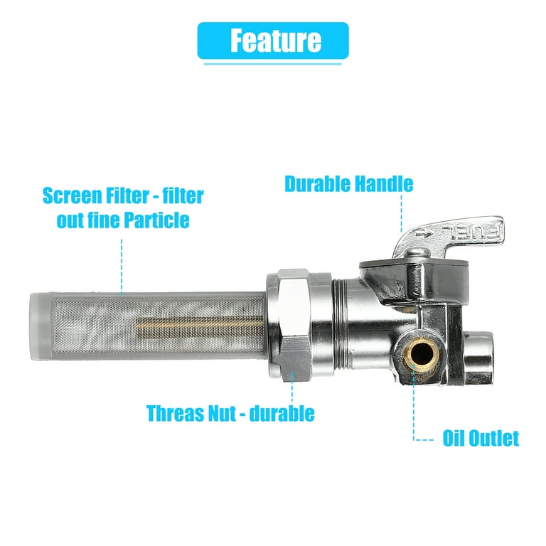 Chrome Petcock Fuel Valve Straight Down Outlet Spigot 22mm Harley - Foto 4
