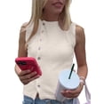 thumbnail image 1 of Gupgi Women's Knit Tank Tops Solid Color Sleeveless Round Neck Front Button Slim Sweater Vest, 1 of 9