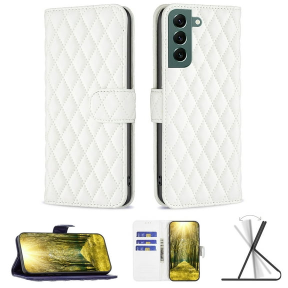 for Samsung Galaxy S22 Plus 5G, Folio Wallet Cover Premium PU Leather Case ID Credit Card Slots Flip Case with Kickstand Magnetic Closure Case For Samsung Galaxy S22 Plus,White