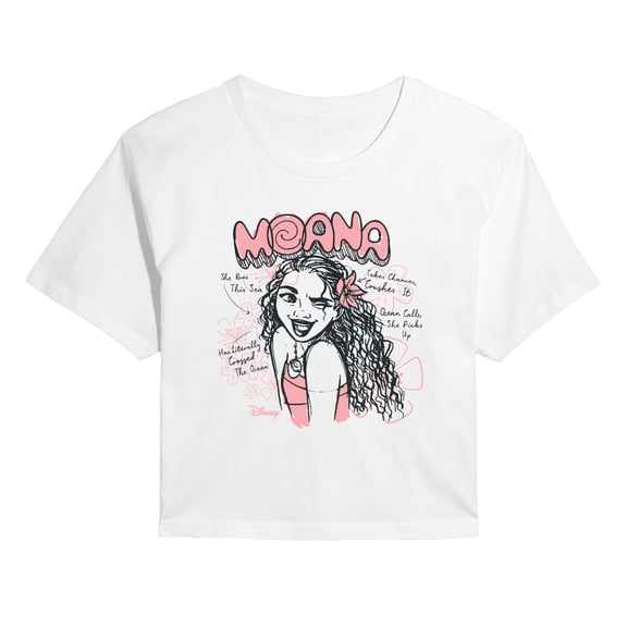 Moana - Diary Sketch - Juniors Cropped Graphic T-Shirt