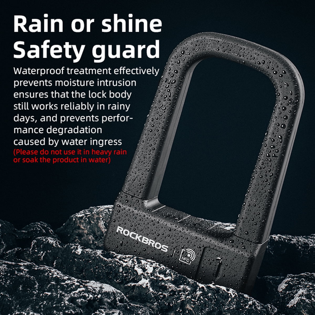 Rockbros NFC Electronic U-Lock Bicycle Lock NFC Phone/Card Sensoring Smart E-Lock