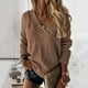 thumbnail image 4 of Suéter de color sólido de otoño e invierno para mujer, moda europea y americana, suéter de manga larga con cuello en V para mujer, 4 of 6