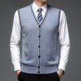 thumbnail image 3 of Nuevo cárdigan de punto con botones para hombre, suéter de lana sin mangas con cuello en V para primavera y otoño, chaleco informal para hombre, cárdigan de punto, 3 of 5