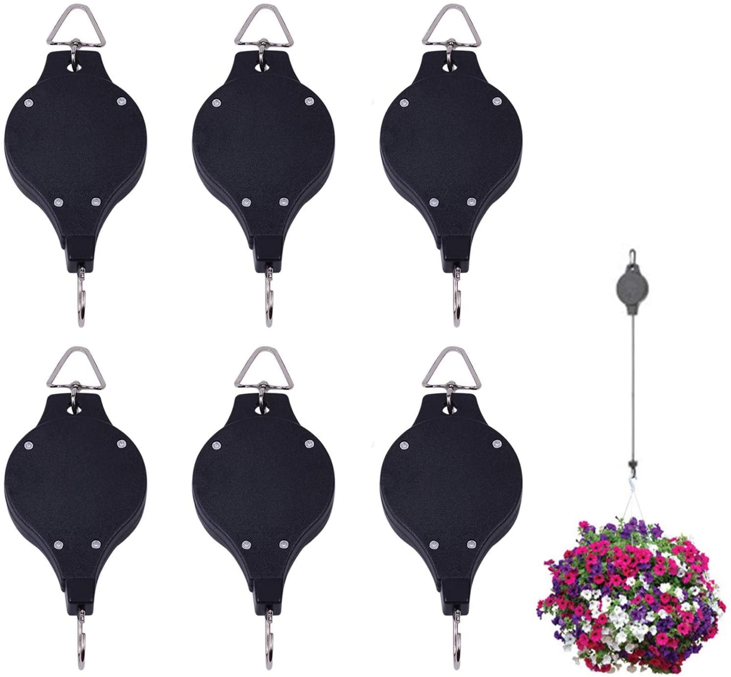 Plant Pulley 6 Pack, Retractable Heavy Duty Easy Reach Pulley Plant