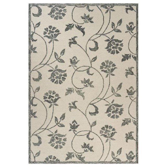 LR Resources DIVER81469IVO5070 Hint of Floral Indoor Rectangle Area Rug - Ivory