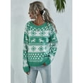 thumbnail image 4 of Women's Christmas Sweater Elk Snowflake Knit Round Neck Pullover, 4 of 8