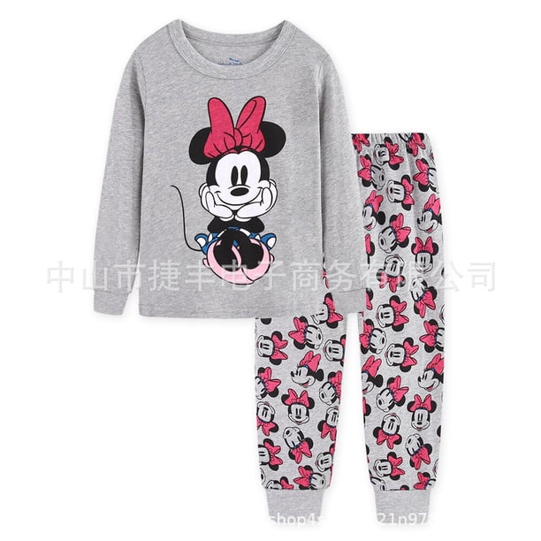 Conjuntos de pijamas de Minnie de Disney, ropa de dormir con estampado de dibujos animados, ropa de dormir para niños, pijamas para bebés, ropa para niñas pequeñas, 5T (110CM) Gao Jinjia LED