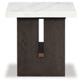 thumbnail image 3 of Signature Design by Ashley Burkhaus Traditional End Table with Marble Tabletop, Dark Brown & White, 3 of 7