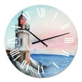 thumbnail image 2 of Designart 'A Lighthouse On A Rock Shore In Early Morning' Nautical & Coastal Wall Clock, 2 of 5
