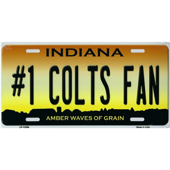 Indiana State Background Novelty Metal License Plate Tag (#1 Colts Fan AWG)