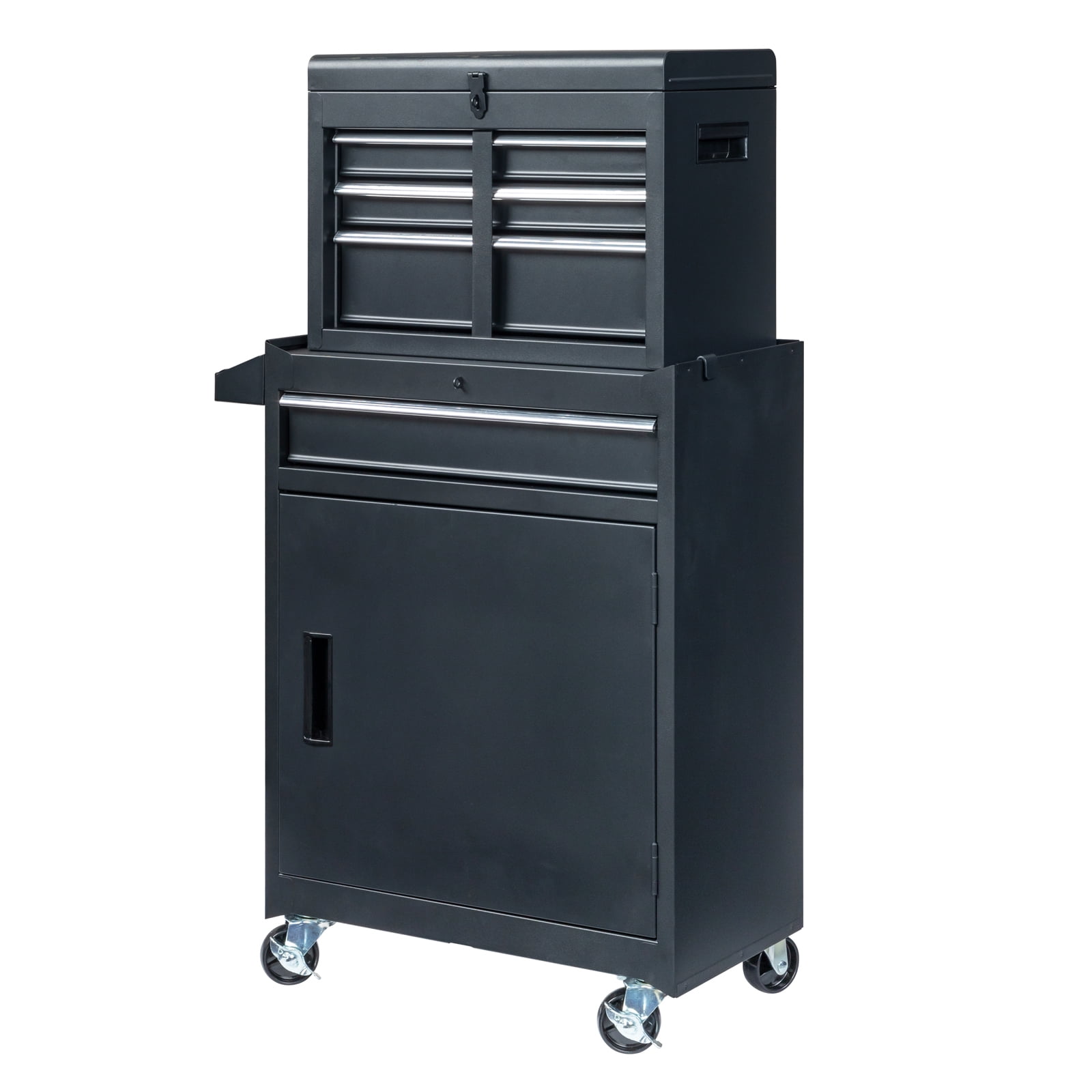 Gzxs 4-Drawer Rolling Tool Chest with Wheels, Tool Chest with Large Storage Cabinet and Adjustable Shelf, Portable Top Box with Locking System Tool Chest for Garage, Warehouse (Black)