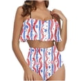 thumbnail image 2 of Qingpeng Women's Ruffled High Waisted Bikini Set Two Piece Swimsuit for Independence Day Patriotic Star Print Bathing Suit Beach Swimwear, 2 of 5