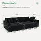 HONBAY Canapé-lit Sectionnel Convertible en Velours avec Rangement pour Salon, Noir – image 4 sur 7