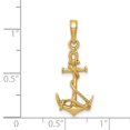 thumbnail image 2 of 14k Yellow Gold Solid 3D Anchor with Shackle and Entwined Rope Charm Pendant, 2 of 2