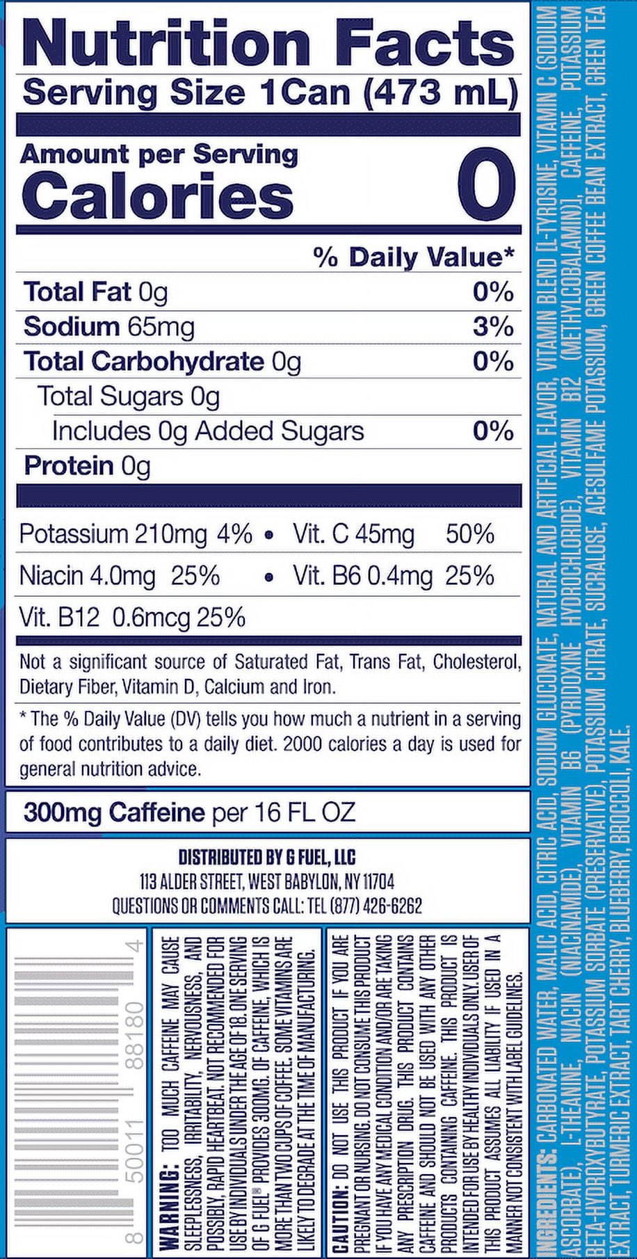 G FUEL Sour Chug Rug Sugar Free Energy & Endurance Drink, 16 fl oz, 12 Count