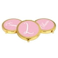 thumbnail image 4 of Koyal Wholesale Gold Compact Mirror Bridesmaid's Wedding Gift, Blush Pink, Monogram Letter L, 1-Pack, 4 of 5
