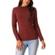thumbnail image 1 of Suéter casual de manga larga con cuello redondo para mujer, ajuste slim, color rojo vino, talla XL, 1 of 5
