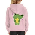 thumbnail image 6 of Xoenoiee Boys Hoodies Pullover Hooded Sweatshirt for Kids Cosy Playwear with Kangaroo Pocket Fall Winter Long Sleeve Tops for Workout, Cartoon Crocodile Flower Pink Pattern, S, 6 of 7