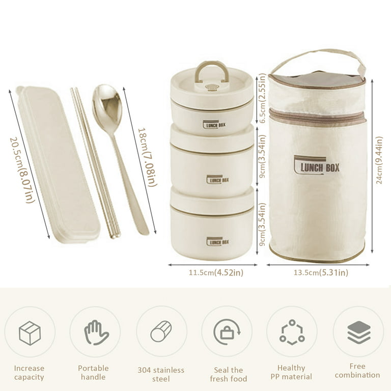 Stainless Steel Thermal Insulated Lunch Box Bento Food Container Spoon  Chopstick