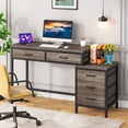 thumbnail image 4 of Tribesigns Computer Desk with 5 Drawers, Home Office Desks with Reversible Drawer Cabinet Printer Stand, Industrial PC Desk with Storage, Rustic Study Writing Table Workstation for Small Spaces, 4 of 9