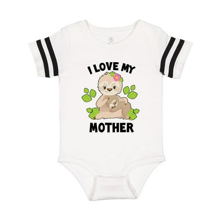 

Inktastic Cute Sloth I Love My Mother with Green Leaves Gift Baby Boy or Baby Girl Bodysuit