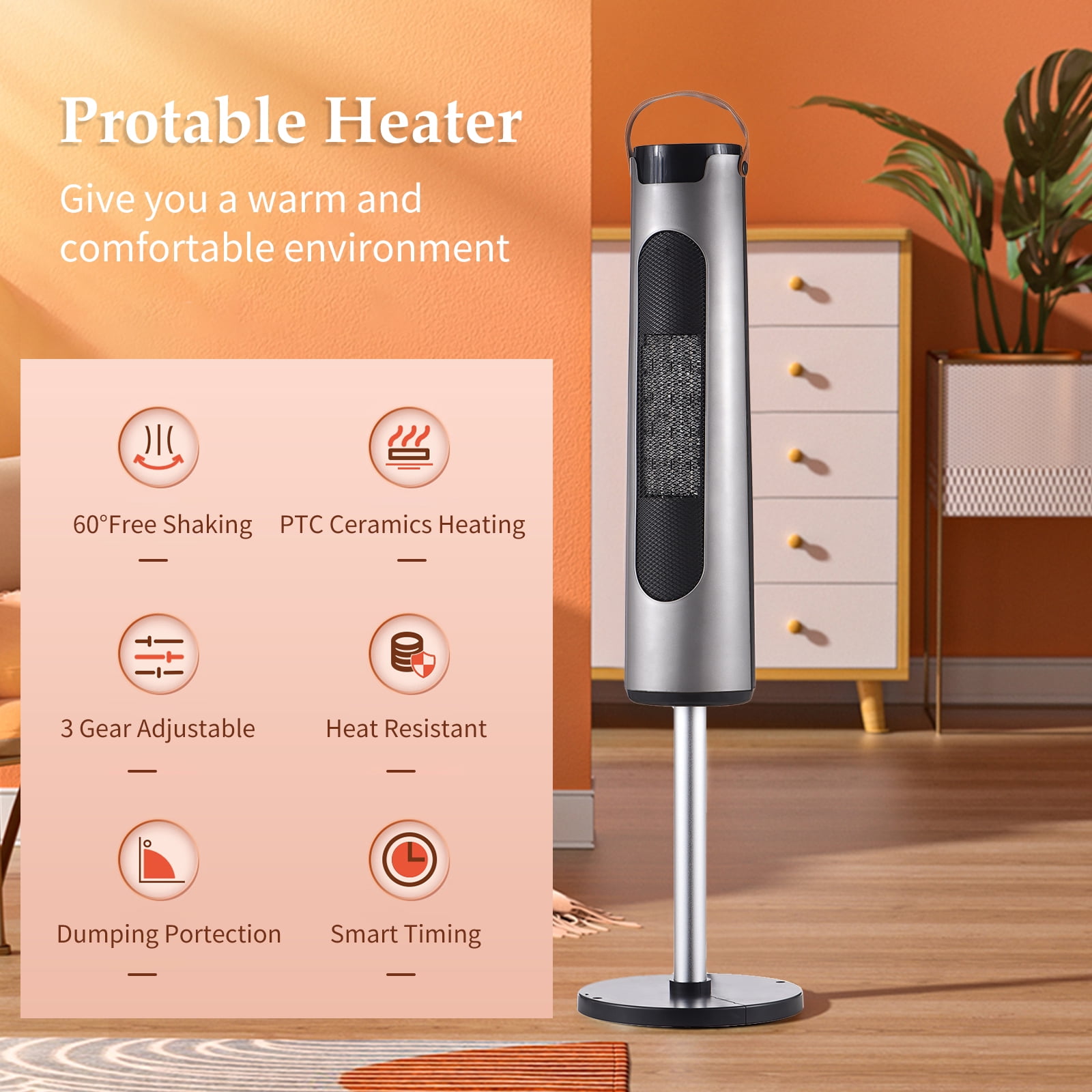 2000W Portable Space Heater for Indoor Use Electric Heater PTC Ceramic  Heater With Remote Control 3 Mode 12h Timer Overheating u0026 Tip-Over  Protection Adjustable Thermostat | Walmart Canada