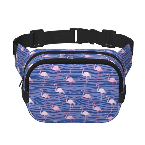 Fotbe Flamingo Cangurera Cuadrada con Estampado de Doble Capa, Bolsa de Cintura Ajustable Mini para Hombres y Mujeres